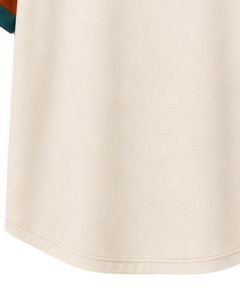 Manufacturer <b>White</b> Orange And Teal Raglan T Shirt For Men Short Sleeve Crew Neck Cotton <b>Tee</b> Custom Casual Color Block Streetwear - Product Image 6