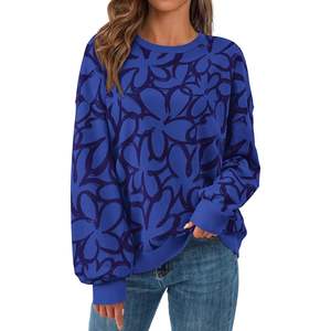 เสื้อสเวตเชิ้ตลายกราฟิกสำหรับผู้หญิง คอกลม พิมพ์ลายดอกไม้ แขนยาว สไตล์น่ารักลำลอง สำหรับฤดูใบไม้ร่วง ปี 2025 ผลิตจากผ้าไหม - Product Image 4