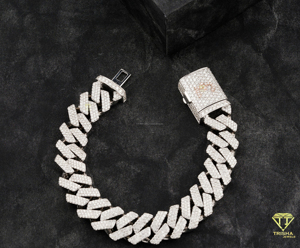 Exclusive Iced Out Fishbone Link <b>Bracelet</b> Crafted with Brilliant Round Cut Moissanite Stones and Secure Hidden Box - Product Image 4