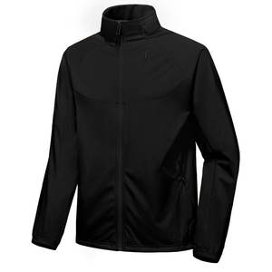 Veste en polaire coupe-vent noire pour homme, col montant, fermeture éclair, vêtement décontracté pour l'automne, coupe régulière, coque en polyester - Product Image 3
