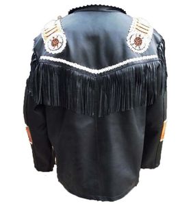 Veste en cuir véritable noire personnalisée en gros, style western, avec franges, perles et pompons, pour cowboy, rodéo et ranch - Product Image 6