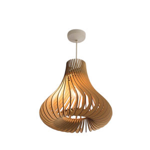 Stylish Designer Wood Spiral Pendant Light Hanging Light Fixture Decorative Chandelier <b>Lampshade</b> For Living Room Hotel Lighting - Product Image 6
