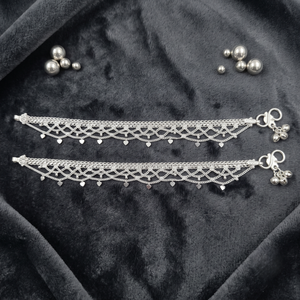 DIVYORO DIL JALI LACY MESH SILVER PAYAL - Product Image 2