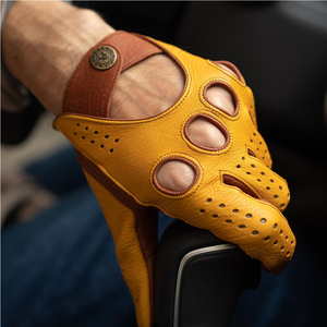 Gants de conduite thermiques écologiques en peau de mouton pour femme, longueur poignet, design urbain, combinaison jaune et noir, pour l'extérieur - Product Image 3