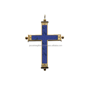 Croix murale en métal avec finition nickelée incrustation de cristaux de conception florale en relief excellente qualité pour l'église - Product Image 3