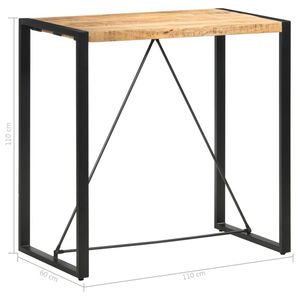Table de bar en bois de manguier massif naturel avec finition naturelle unique en acier et design élégant - Product Image 5