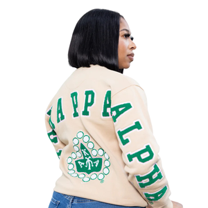 เสื้อสเวตเชิ้ต AKA Sorority Inc ลายปักด้านหลังแบบ Tan Chenille สำหรับผู้หญิง ปักตัวอักษรกรีก คุณภาพพรีเมียม คอกลม - Product Image 2