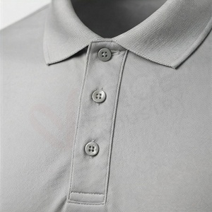 Polo à manches courtes gris pour homme, 100% polyester, tricoté, respirant, design uni, coupe classique - Product Image 4