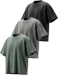High Street Fashion <b>Box</b> Fit 260GSM Heavyweight Tee Blank Vintage Acid Wash Distressed Oversized Men <b>Drop</b> Shoulder Custom T Shirt - Product Image 6