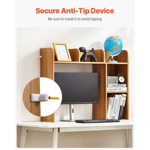 Estantería de Escritorio de 2 Niveles, 37.2'' x 9.5'' x 28.9'', Organizador de Madera con Estantes de Hierro para Oficina, Ahorro de Espacio, 9.5'' de Ancho - Product Image 6