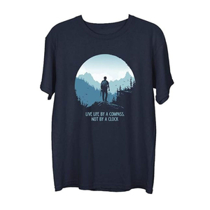 เสื้อยืดแขนสั้นสีกรมท่าสำหรับผู้ชาย คอกลม ทรงโอเวอร์ไซส์ สไตล์ลำลอง ผ้าเจอร์ซีย์คอตตอน 100% ระบายอากาศได้ดี เป็นมิตรกับสิ่งแวดล้อม แห้งเร็ว - Product Image 3