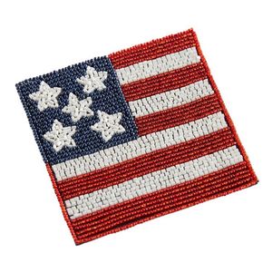 Set de table carré artisanal en verre perlé avec drapeau américain, motif étoiles et rayures, pour la décoration de la maison, du bureau ou du bureau à domicile. - Product Image 1