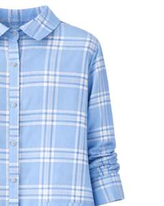 Robe chemise longue à carreaux bleu ciel personnalisée pour femmes, robe midi décontractée boutonnée à carreaux, fabricant en gros sur mesure - Product Image 5