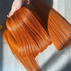 Prix de gros 100% Cheveux humains vierges vietnamiens, trame en dentelle, lisses, couleur orange, super double trame, extensions de cheveux - Product Image 6