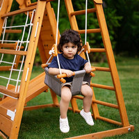 Cubo de Escalada Multifuncional Montessori de Madera con Tobogán, Red de Cuerdas y Barras de Escalada para Niños, Equipo de Juegos Interior