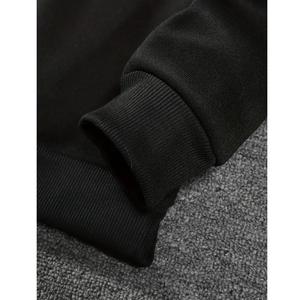 Sweat-shirt classique pour homme, couleur unie, col rond, coupe régulière, tricoté, pull décontracté, manches longues, noir, 100% biologique, service OEM - Product Image 5