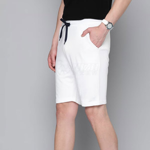 Pantalones Cortos Bermuda de Algodón Blanco para Hombre con Cintura Ajustable con Cordón y Bolsillos, Estilo Casual, Corte Medio, Color Sólido, Calidad Premium - Product Image 2