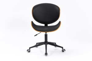 <span class=keywords><strong>Chaise</strong></span> <span class=keywords><strong>de</strong></span> <span class=keywords><strong>bureau</strong></span> pivotante vintage en <span class=keywords><strong>bois</strong></span> et cuir noir avec <span class=keywords><strong>roulettes</strong></span> pour la maison et le <span class=keywords><strong>bureau</strong></span>, rotation à 360° °   Swivel - Product Image 6
