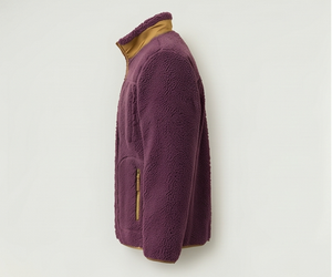 Chaqueta de Forro Polar Morado para Hombre, Cierre de Cremallera, Cuello Alto, Ropa Casual de Invierno, Corte Regular, Forro de Sherpa, Resistente al Viento, Abrigo Grueso y Cálido - Product Image 6