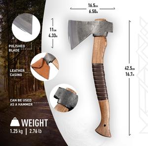 Hache en acier carbone forgée à la main - 16,7 cm - Hache professionnelle pour le bushcraft - Lame avec poignée en cuir - Personnalisable - DIY - ODM - Idéale pour les travaux en extérieur - Cadeaux - Product Image 2