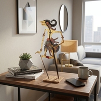 Marionnette Wayang Kulit en cuir indonésien artisanale, décoration de table traditionnelle javanaise, objet ethnique, souvenir
