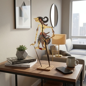 Marioneta de Sombra Wayang Kulit de Cuero Indonesio Hecha a Mano y Ecológica, Decoración de Mesa Cultural Tradicional Javanesa, Arte Étnico - Product Image 6