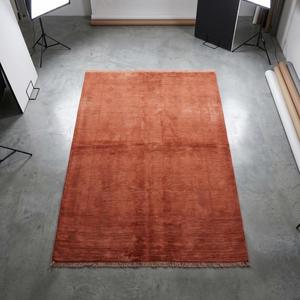 Terracotta Moroccan Style Classic Hand Knotted Wool Area Rug Minimalist Floral Border Pattern Living Room Carpet Fringe - Product Image 1