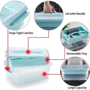 Contenitore di Stoccaggio Multiuso in Plastica Trasparente Impilabile con Vassoio Rimovibile per Organizzazione Domestica - Product Image 3