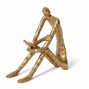 Haute qualité homme assis Sculpture Console bibliothèque en métal idéal pour le bureau et la maison Unique vitrine de table dans le prix de gros - Product Image 5