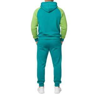 Best Selling Vibrant Teal and <b>Lime</b> Green Mens Tracksuit | Bright Raglan Sleeve Sportswear Set | Custom Logo two Piece set - Product Image 2