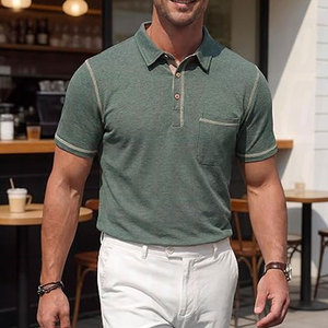 Chemises polo pour hommes à manches courtes, décontractées, légères, en coton, pour le golf, avec poche, t-shirt à col respirant - Product Image 4