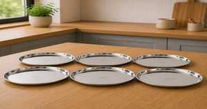 Juego de Platos Redondos de Acero Inoxidable de Grado Alimenticio Premium, Vajilla Reutilizable y Duradera para el Hogar, Restaurantes y Hoteles - Product Image 4