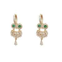 Pendientes de Aro con Colgante de Búho de Plata de Ley 925 con Circones, Diseño Novedoso y Elegante para Oficina, Moda Femenina