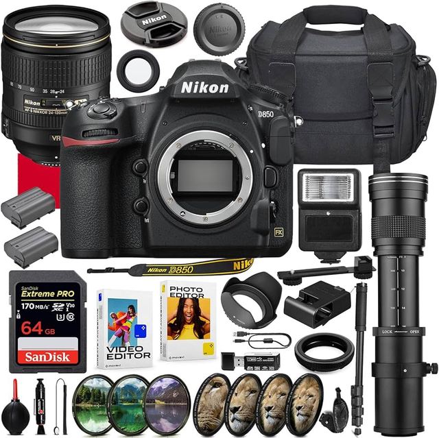Free Shipping D850 FX D7500 DSLR Camera with 24-120mm F/4G AF-S ED VR Lens+ 64GB Pro With Extra Accessories
