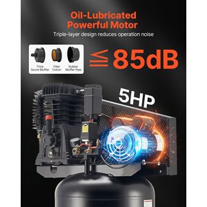 Compressore d'Aria Industriale Lubrificato a Olio da 5HP, 12 SCFM, 90-145 PSI, con Serbatoio da 60 Galloni, per Uso Intensivo - Product Image 3