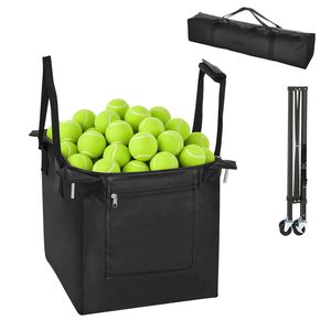 Cesto per Palline da Tennis in Alluminio Leggero, Carrello Pieghevole per Pickleball, Facile da Usare, Capacità 150 Palline, Materiale in Poliestere Resistente - Product Image 1