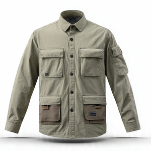 Camisas Cortavientos con Cuello Plegable para Hombre, 100% Nailon, Impermeables, con Bolsillos Personalizados - Product Image 1