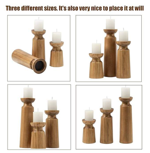Porte-bougie en bois rustique pour décoration de table, support à bougie en bois artisanal de qualité supérieure, porte-bougie en bois naturel pour table à manger - Product Image 2