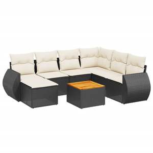 Black Garden <b>Sofa</b> Set <b>Rattan</b> Outdoor Furniture 6 Seater Weather Resistant Contemporary Design - Product Image 4