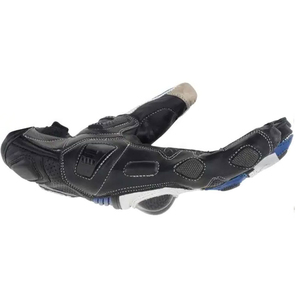 Leather Full Finger <b>Cycling</b> <b>Gloves</b> Hook & Loop Closure Men Riding <b>Gloves</b> Black Blue White - Product Image 3