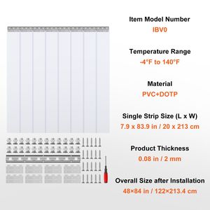 Tenda a Strisce in PVC Trasparente 84 Altezza x 48 Larghezza x 0,08 Spessore, 8 Pezzi, per Porte Industriali di Congelatori e Cella Frigorifera, Superficie Liscia - Product Image 4