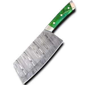 Couteau de Chef de Cuisine Robuste en Acier Damas à Manche Vert, Personnalisable, Vente en Gros, Prise en Charge OEM/ODM - Product Image 1