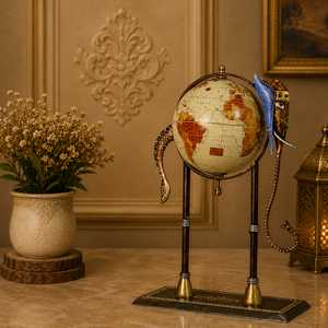 Globe terrestre décoratif en métal fait main avec finition antique, en forme d'éléphant, artisanat indien traditionnel, décoration de salon - Product Image 4