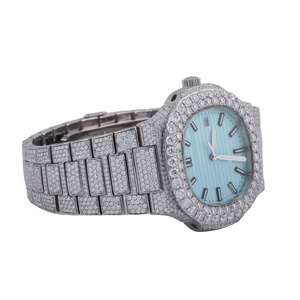 Reloj de Lujo Seiko Estilo Hip Hop con Movimiento de Cuarzo y Esfera de Acero Inoxidable Totalmente Cubierto de Diamantes de Moissanita para Hombre y Mujer Importado de India - Product Image 4