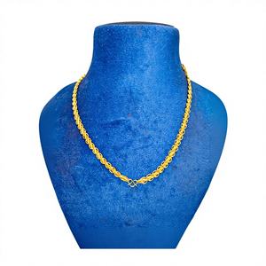 Cadena de Oro Sólido de 22K con Cuentas Intrincadas y Gancho en S, Joyería Fina Tradicional India para Hombres y Mujeres - Product Image 1