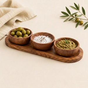 Juego de 3 Tazones para Servir de Madera de Acacia Ecológica, Modernos, Hechos a Mano y Personalizables, para Condimentos y Aperitivos - Product Image 2
