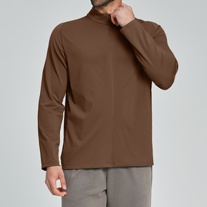 Men's Beige Full-Zip Stand Collar <b>Racer</b> <b>Jacket</b> Breathable Polyester Casual Sportwear Autumn Wear Regular Fit Front Logo Heat-Tra - Product Image 2