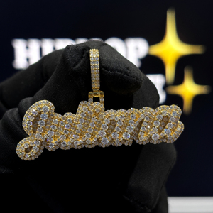 Colgante Personalizado con Nombre, Plata de Ley 925, Chapado en Oro, Moissanita VVS, Letra Escrita Estilo Hip Hop, Collar con Dije - Product Image 6
