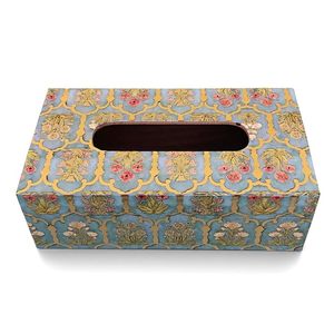 Moderno Dispensador de Servilletas de Madera con Diseño Floral Esmaltado en Gris, Soporte de Papel Higiénico Independiente Hecho a Mano y Ecológico para Decoración de Mesa - Product Image 3