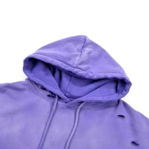 Sweat à capuche épais délavé au soleil, effet usé, délavé à l'acide, personnalisé, haute qualité, streetwear, effet vieilli - Product Image 3